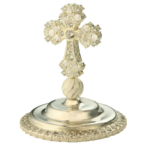 Крест на митру из ювелирного сплава в серебрении, с фианитами фото 2