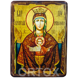 Икона Божией Матери "Неупиваемая Чаша", под старину №1 (7х9 см)