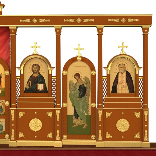 Иконостас "Греческий" одноярусный, цвет "кипарис" с золотом (поталь), 620х315х16 см фото 4