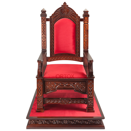 Архиерейский трон "Вятский", резной, темный, 78х72х150 см фото 9