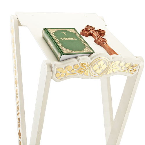 Аналой раскладной "Суздальский" белый с золотом (поталь), высота 123 см фото 6