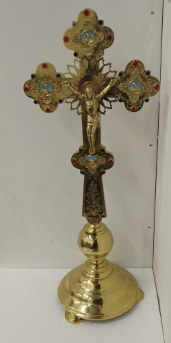 Крест напрестольный с подставкой, 28х68 см, эмаль, У-0323 фото 2