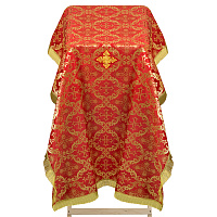 Накидка на аналой красная "Крест", золотая тесьма, бахрома, 90х140 см 