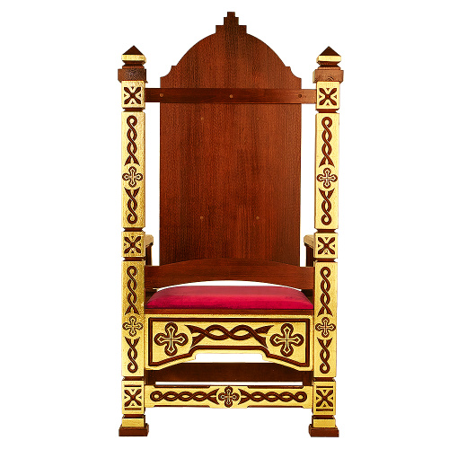 Архиерейский трон "Вятский", цвет "кипарис" с золотом (поталь), 78х72х150 см фото 4