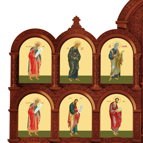 Иконостас деревянный резной "Владимирский" пятиярусный, цвет "кипарис", 690х860х45 см фото 9 Иконостас деревянный резной "Владимирский" пятиярусный, цвет "кипарис", 690х860х45 см фото 9