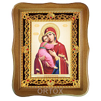 Икона Божией Матери "Владимирская", 22х27 см, фигурная багетная рамка