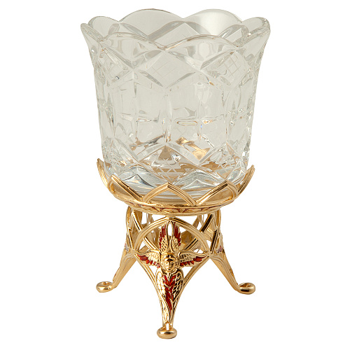 Лампада настольная из ювелирного сплава, позолота, эмаль, высота 10 см