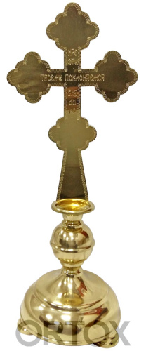 Крест настольный малый с подставкой, 15х44 см, гравировка, эмаль фото 2
