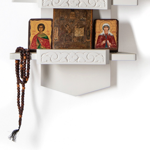 Полка для икон "Суздальская" угловая, цвет белый, 3 яруса фото 4