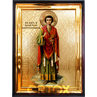 Икона большая храмовая целитель Пантелеимон Св.муч., прямая рама