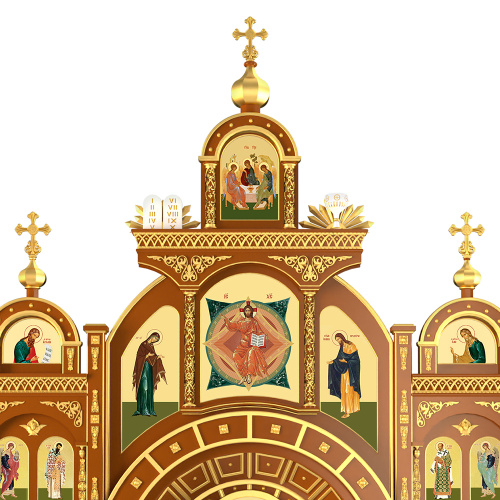 Иконостас "Рождественский" четырехъярусный, цвет "кипарис" с золотом (поталь), 848,5х763х53 см фото 9