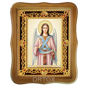 Икона Ангела Хранителя, 22х27 см, фигурная багетная рамка (светлый киот)