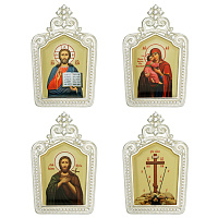 Накладки на митру (комплект из 4 штук) из ювелирного сплава в серебрении, с фианитами, №10