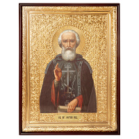 Икона большая храмовая преподобного Сергия Радонежского, прямая рама, 60х80 см, У 8-0039