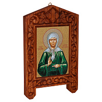 Икона блаженной Матроны Московской на резной доске "Суздальская", холст с золочением