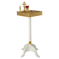 Панихидный стол песковой "Курский", белый с золотом (патина), колонна, 40х40х100 см