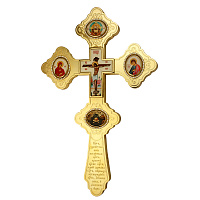 Крест напрестольный латунный в позолоте, эмаль, 17х30,5 см