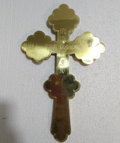 Крест напрестольный латунный с ликами, 20х32 см, У-0607 фото 3