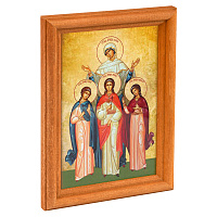 Икона святых мучениц Веры, Надежды, Любови и матери их Софии в деревянной рамке, 12х1,5х17 см