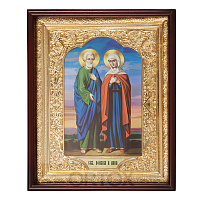 Икона большая храмовая праведных Иоакима и Анны, прямая рама
