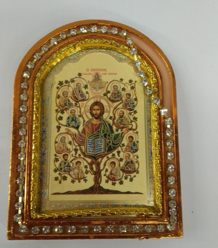 Икона настольная Спасителя "Лоза Истинная", пластиковая рамка, 6,4х8,6 см, У-0835 фото 2
