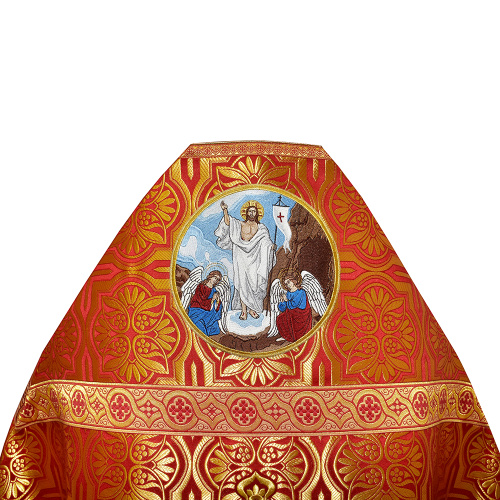 Иерейское облачение красное с иконой "Воскресение Христово", парча фото 4