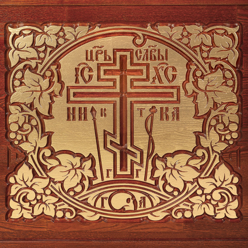 Облачение на престол "Суздальское", цвет "кипарис" с золотом (поталь) фото 4 Облачение на престол "Суздальское", цвет "кипарис" с золотом (поталь) фото 4