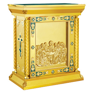 Облачение на престол "Гефсиманское" приставное, эмаль, литье,  90х50х107 см (зеленая ткань, литье)