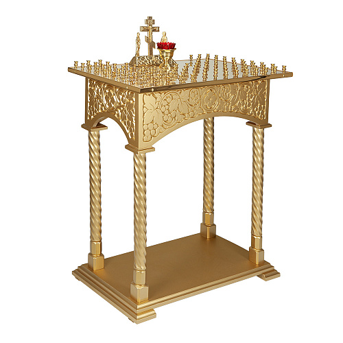 Панихидный стол на 70-100 свечей "Суздальский" позолоченный, колонны, резьба