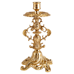 Подсвечник напрестольный, латунь, 12х21 см (защитный лак)