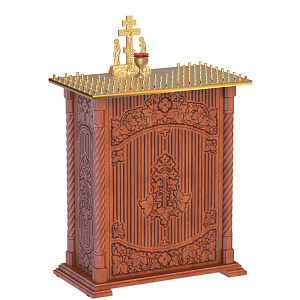 Панихидный стол на 100 свечей "Суздальский", цвет "кипарис", тумба, резьба, 85х46х100 см (без дверки)