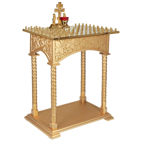 Панихидный стол на 70-100 свечей "Суздальский", цвет "золото", колонны, резьба фото 4