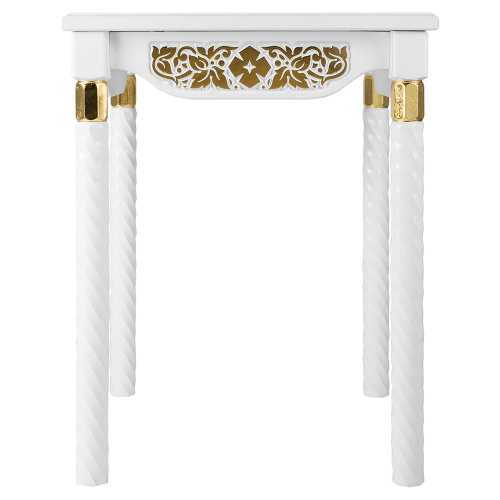 Стол "Суздальский" белый с золотом (поталь), на 4 ножках, 60х60х76 см фото 2