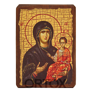 Икона Божией Матери "Одигитрия Смоленская", под старину №1 (12х17 см)