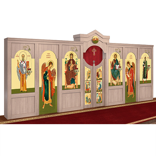 Иконостас "Самарский" одноярусный, цвет "дуб честерфилд", 608х40х275 см Иконостас "Самарский" одноярусный, цвет "дуб честерфилд", 608х40х275 см
