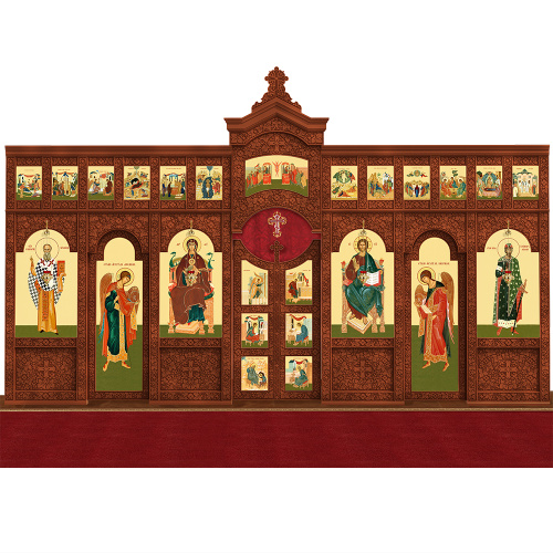 Иконостас деревянный "Суздальский" двухъярусный, цвет "кипарис", 608х378х25,4см фото 2