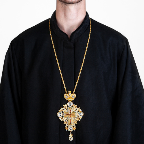 Крест наперсный с цепью, цинковый сплав, камни, 10х18,5 см фото 5 Крест наперсный с цепью, цинковый сплав, камни, 10х18,5 см фото 5