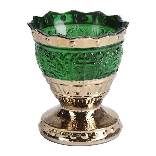 Лампада стеклянная "Лилия" узорчатая с золотистым покрытием, высота 8,5 см фото 2