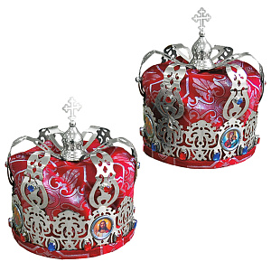 Венцы венчальные "Корона" латунные, с никелированием, пара, 20х23 см (полировка)