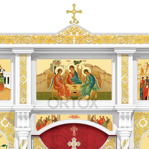 Иконостас "Владимирский" двухъярусный белый с золотом (поталь), 690х348х40 см №2 фото 8
