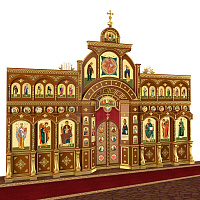 Иконостас "Рождественский" трехъярусный, цвет "кипарис" с золотом (поталь), 848,5х697х53 см