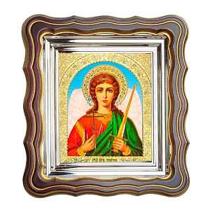 Икона Ангела Хранителя, 25х28 см, патинированная багетная рамка (темный киот)