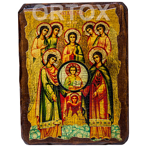 Икона Собора Архангела Михаила, под старину (7х9 см)