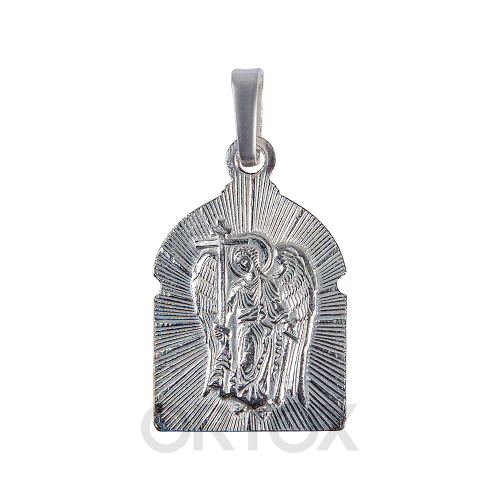 Образок мельхиоровый с ликом Ангела Хранителя, серебрение, золочение фото 3