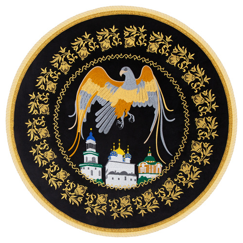 Орлец черный, вышивка на бархате, бахрома
