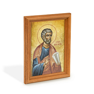 Икона апостола Петра в деревянной рамке, цвет "кипарис",12х1,5х17 см (стекло, картон)