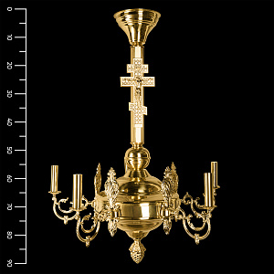 Паникадило на 5 свечей, диаметр 70 см, высота 80 см (латунь, нерж. сталь)