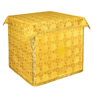 Облачение на престол с пеленой, шелк "Горненский", желтое с золотом (70х70х100 см)