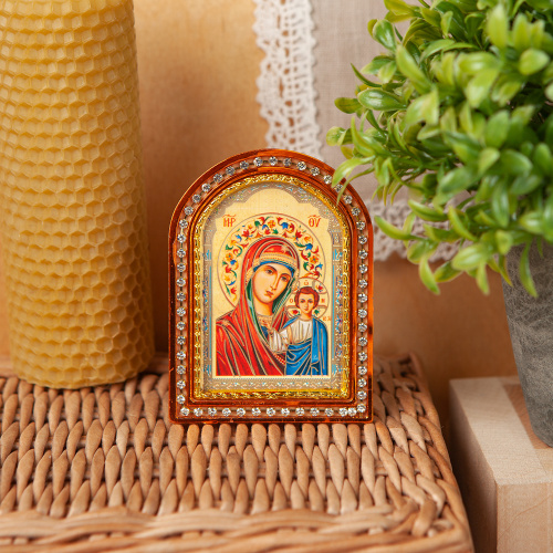 Икона настольная Божией Матери "Казанская", пластиковая рамка, 6,4х8,6 см фото 4