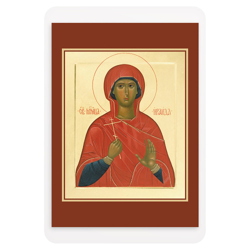 Икона мученицы Раисы (Ираиды) Александрийской с тропарем, ламинированная, 6х8 см (упаковка 10 шт.) фото 2